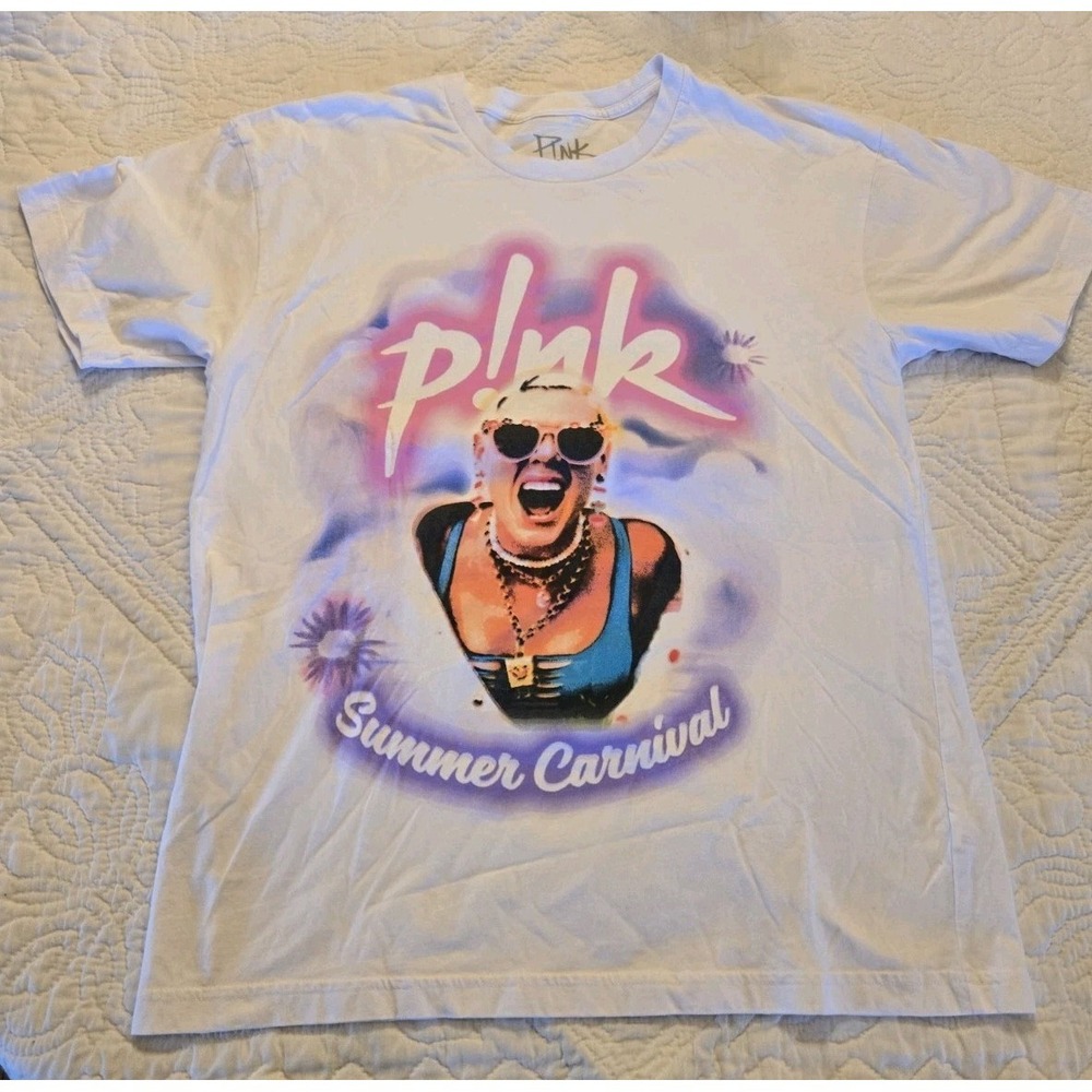 Women's Pink 2023 Summer Carnival Music Tour White T-shirt sz L P!nk Large